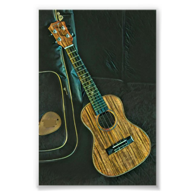 vintage rock guitar player artwork photo print (Front)