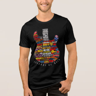 Vintage Rock Guitar Print with 70s and 80s Bands  Tri-Blend Shirt