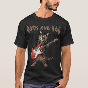 Vintage Rock Guitarist Cat Rock And Roll Guitar Ro T-Shirt