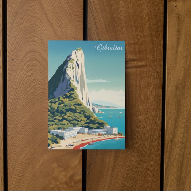 Vintage Rock of Gibraltar Travel Art Postcard (Vintage Rock of Gibraltar Travel Art Postcard)