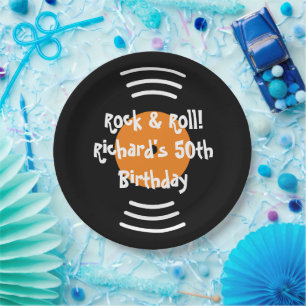 Vintage Rock & Roll theme Birthday party custom Paper Plate
