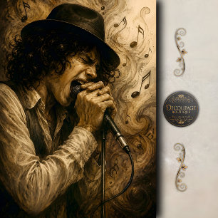 Vintage Rock Singer Art Decoupage Tissue Paper