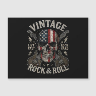 Vintage Rock Skull American Flag Guitar Retro Rock