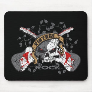 Vintage Rock Skull and Electric Guitars Mouse Mat