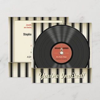 Vintage Rock Vinyl Record Party Invitations