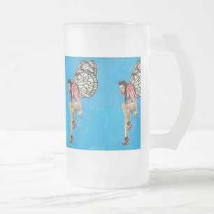 Vintage Rockabilly Fairy Frosted Glass Stein