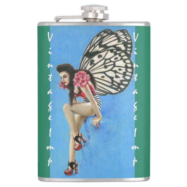 Vintage Rockabilly Imp Wrapped Flask (Front)