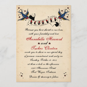 Vintage Rockabilly Tattoo Wedding Invitation
