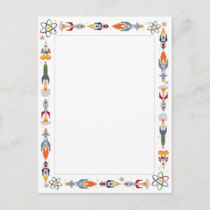 Vintage Rocket border Postcard