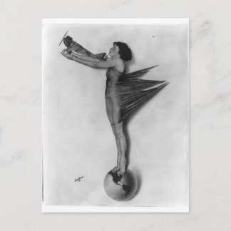 Vintage Rocket Lady Postcard