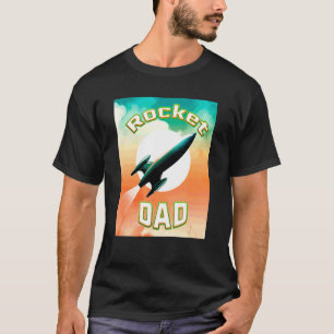 Vintage Rocket Launch In The Moon Rocket Dad T-Shirt