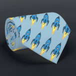 Vintage Rocket Ship Pattern Outer Space Navy Blue Tie<br><div class="desc">Blue Retro Rocket Ship Pattern Men's Necktie. All text can be customised. This vintage blue retro rocketship is blasting off into outer space. Fun tie for anyone, especially an aerospace engineer, astrophysicist, aeronautical engineer, or rocket scientist. Unique & funny geek humour gift for a birthday, Father's Day, anniversary, or Christmas....</div>