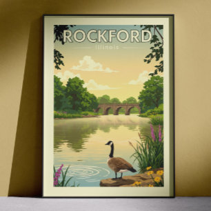 Vintage Rockford Illinois Poster
