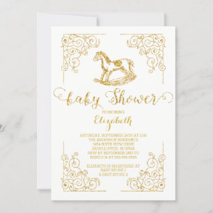 Vintage Rocking Horse Baby Shower Invitation