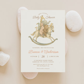 Vintage Rocking Horse Baby Shower Invitation 