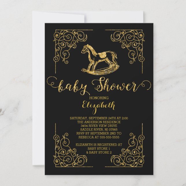 Vintage Rocking Horse Baby Shower Invitation (Front)