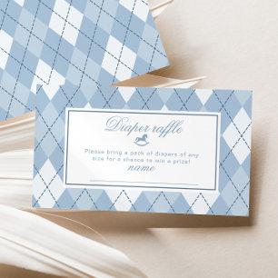 Vintage Rocking horse Blue Diaper raffle ticket Enclosure Card