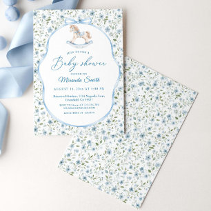 Vintage Rocking Horse Boy Baby Shower  Invitation