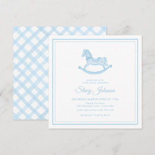 Vintage Rocking Horse Boy Baby Shower Invitation