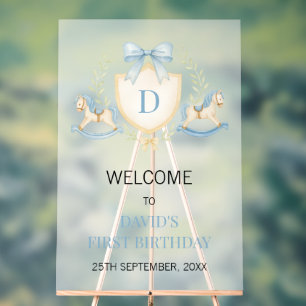 Vintage Rocking Horse Boy First Birthday Acrylic Sign