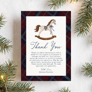 Vintage Rocking Horse Christmas Baby Shower Thank You Card
