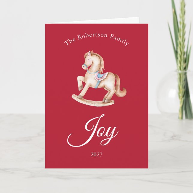 Vintage Rocking Horse Christmas Card (Front)