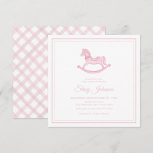 Vintage Rocking Horse Girl Baby Shower Invitation
