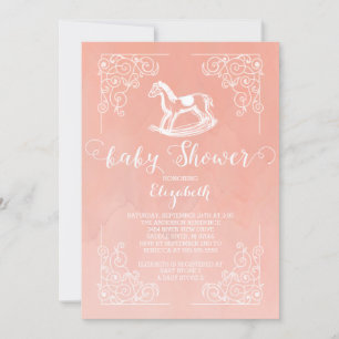 Vintage Rocking Horse Girls Baby Shower Invitation