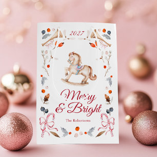 Vintage Rocking Horse Merry & Bright Gift Bag