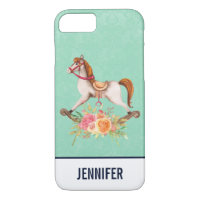 Vintage Rocking Horse with Floral Bouquet