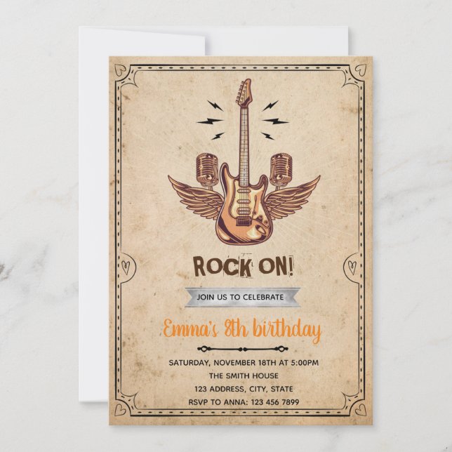 Vintage rockstar invitation (Front)