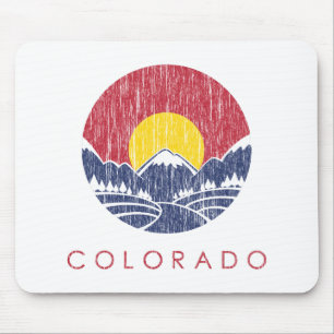 Vintage Rocky Mountain Colorado Sunset Logo Mouse Mat