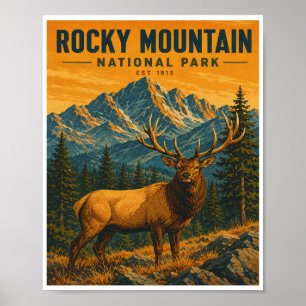 Vintage Rocky Mountain National Park Travel Poster