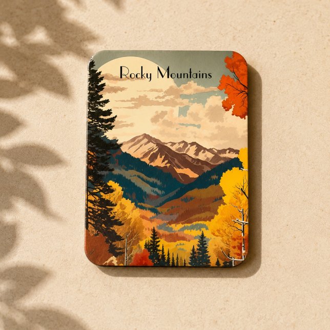 Vintage Rocky Mountains Autumn Custom Text Magnet (Creator Uploaded)