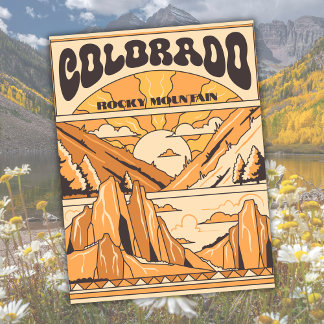 Vintage Rocky Mountains Colorado USA Travel Art Postcard