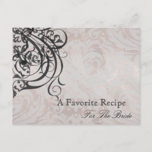 Vintage Rococo Black Bridal Shower Recipe Card
