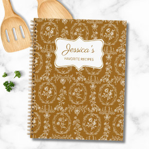 Vintage Rococo Floral Custom Name Recipe Book