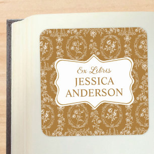 Vintage Rococo Floral Ex Libris Bookplate Stickers
