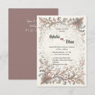 Vintage Rococo Floral wedding Invitation
