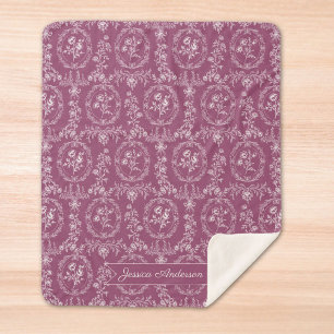 Vintage Rococo Flowers Floral Pattern Personalised Sherpa Blanket