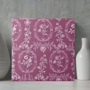 Vintage Rococo Flowers Floral Pattern Tile