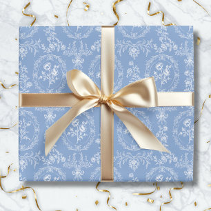 Vintage Rococo Flowers Floral Pattern Wrapping Paper
