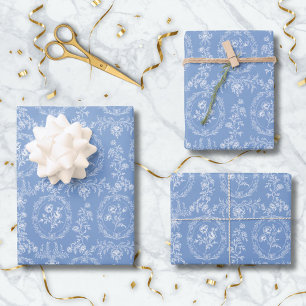 Vintage Rococo Flowers Floral Pattern Wrapping Paper Sheet