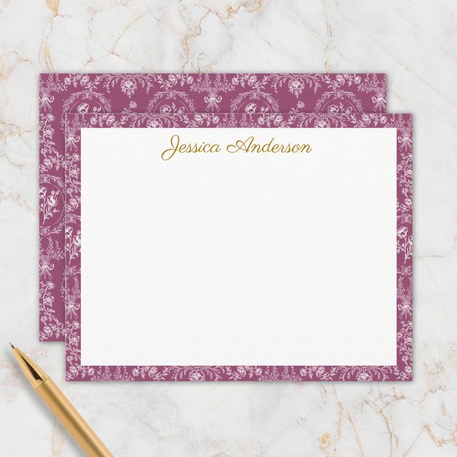 Vintage Rococo Flowers Floral Personalised Name Card (In situ)
