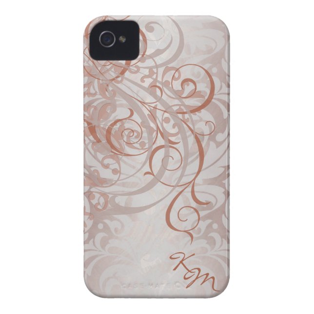 Vintage Rococo Orange Monogram Barely There Case (Back)