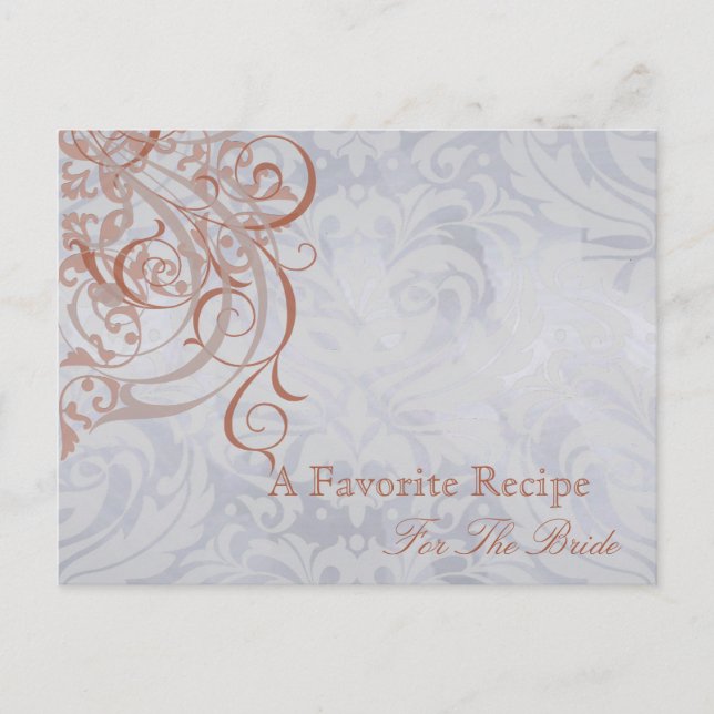 Vintage Rococo Peach Bridal Shower Recipe Card (Front)