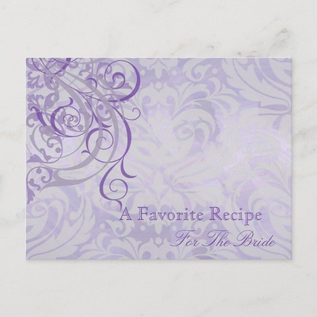 Vintage Rococo Purple Bridal Shower Recipe Card (Front)