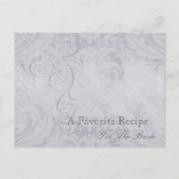 Vintage Rococo Silver Bridal Shower Recipe Card