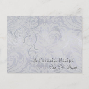 Vintage Rococo Silver Bridal Shower Recipe Card