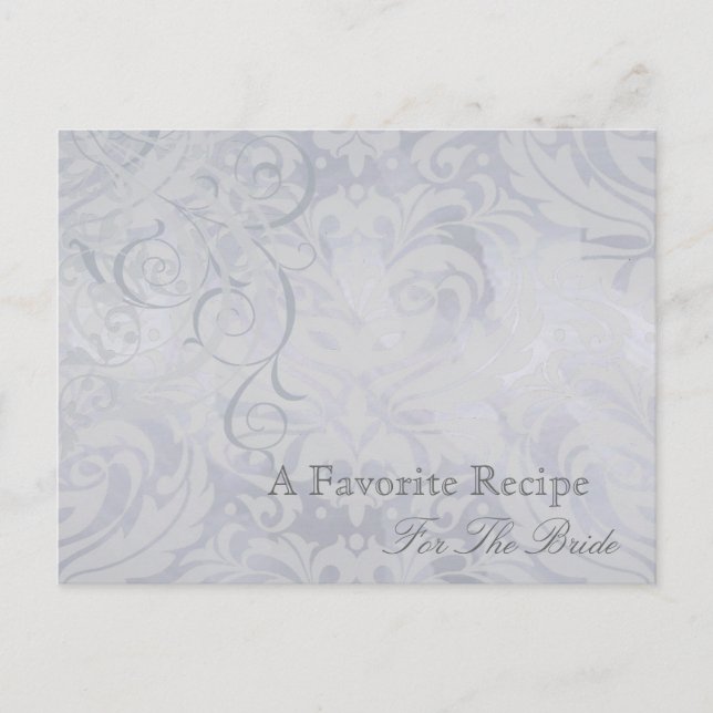 Vintage Rococo Silver Bridal Shower Recipe Card (Front)